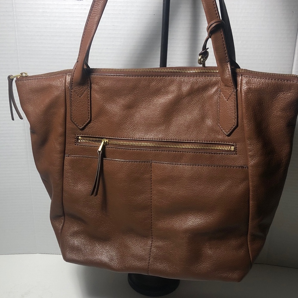 Fossil Brown Leather Tote Bag - Picture 4 of 11